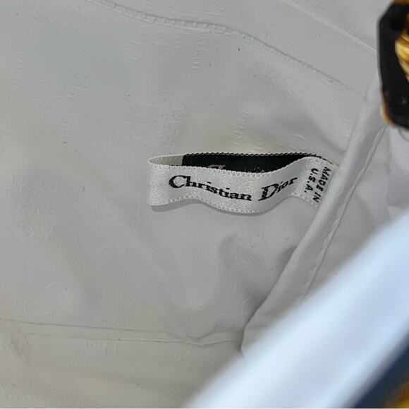 VTG Christian Dior Black Gold Monogram Logo Tassel Dragonfly Makeup Bag Case - Picture 12 of 15